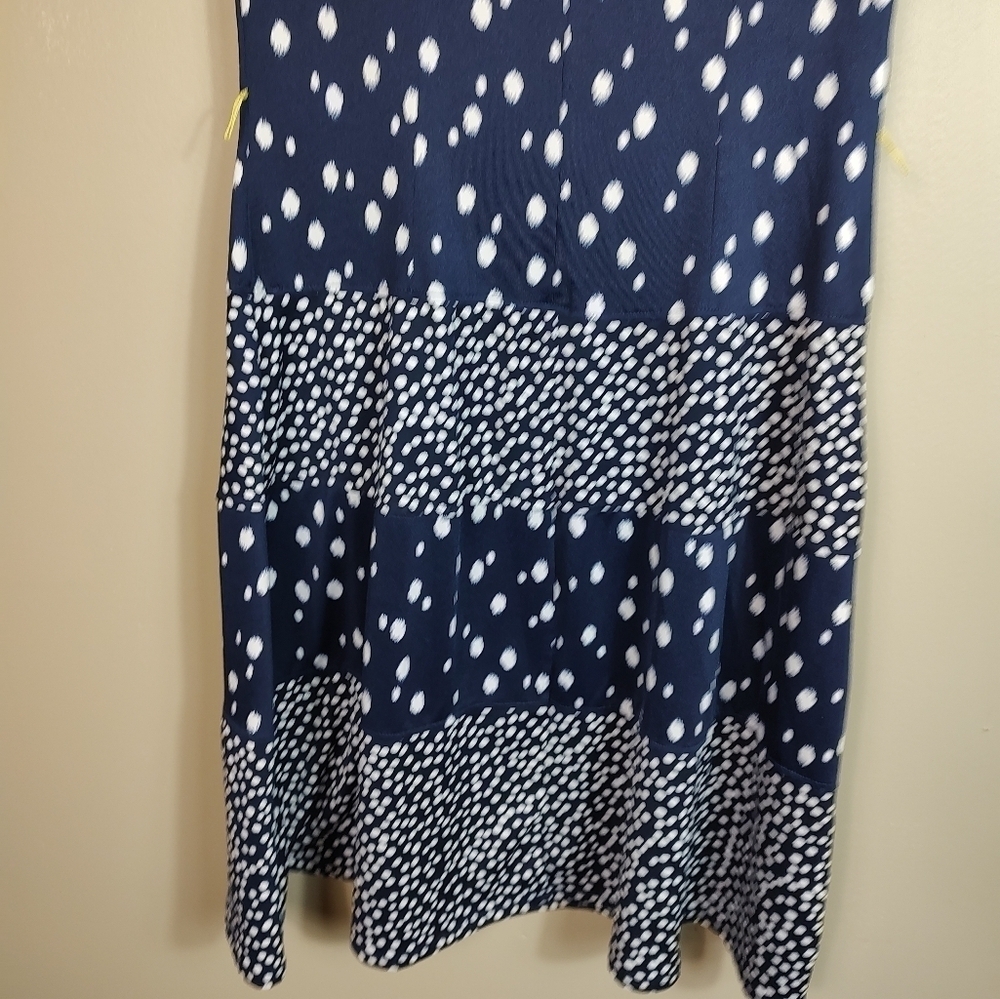 Madison Leigh Navy Blue Polka Dot Dress Sheath Size 6 - Picture 10 of 10